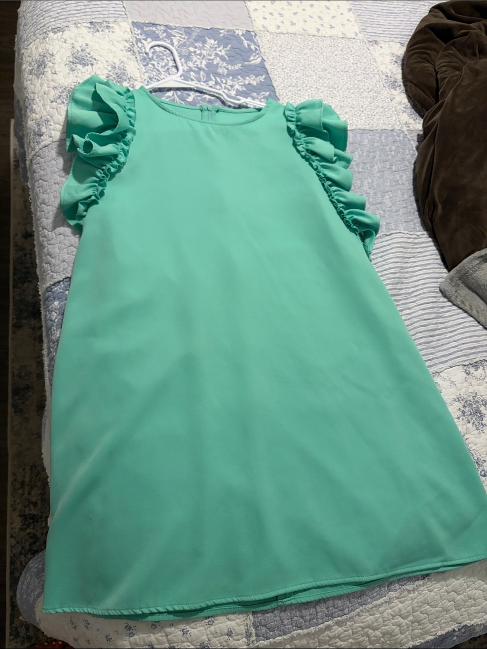 Womens Mint Green Ruffle Sleeve Dress
